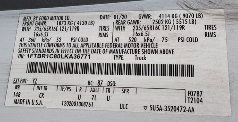 Cargo Van (Panel Van)-Light and Medium Duty Trucks-Ford-2020-Transit 250-Phoenix-AZ-56,296\n\t\tmiles-$ 34,750 - Image 25