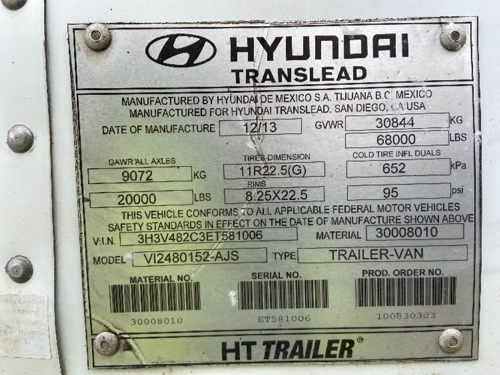 Dry Van Trailer-Semi Trailers-Hyundai-2014-Trailer-Selma-TX-164,308\n\t\tmiles-$ 13,500 - Image 10